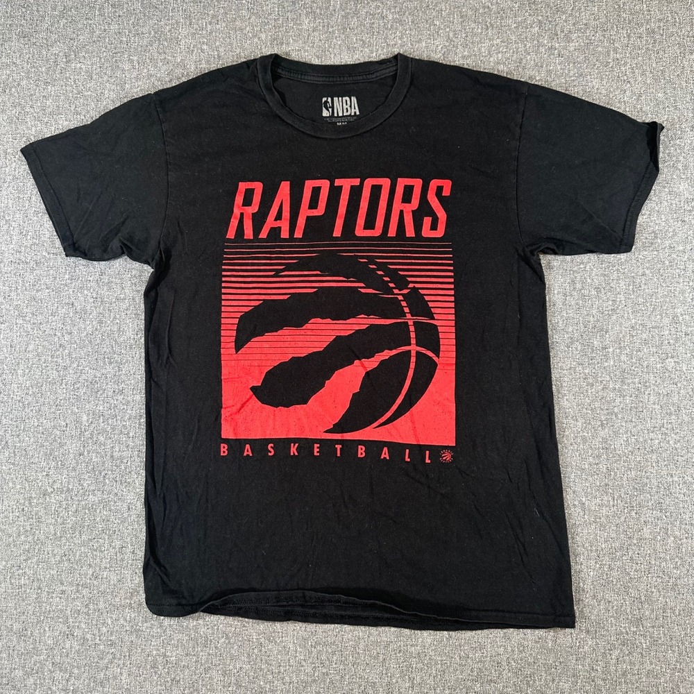 NBA Toronto Raptors Basketball Graphic T-Shirt Mens Medium Black Red Cotton Tee